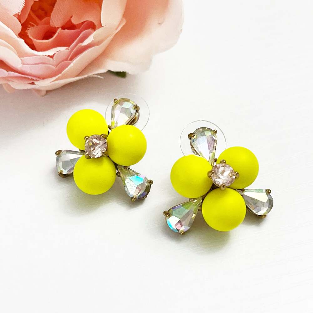 Upcycled J. Crew Yellow Flower Pop Earrings
